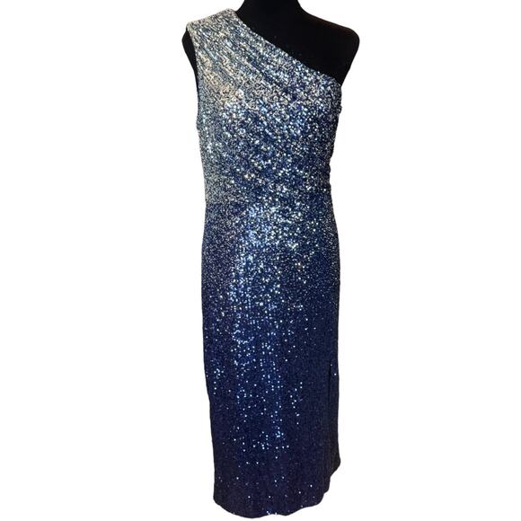 New ~ DRESS THE POPULATION ~ Stunning ! Palmer Sequin One-Shoulder HOMECOMING L - Picture 1 of 11
